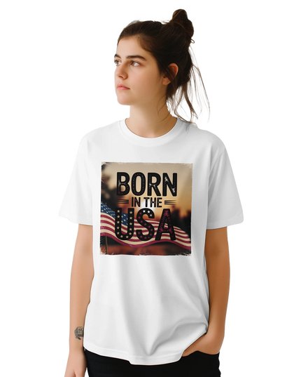 Iconic patriotic slogan tee celebrating music heritage
