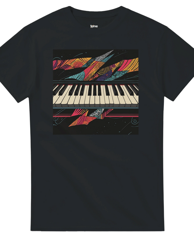 Unisex tee with bold ‘Greatest of All Time Piano’ graphic on heavyweight cotton