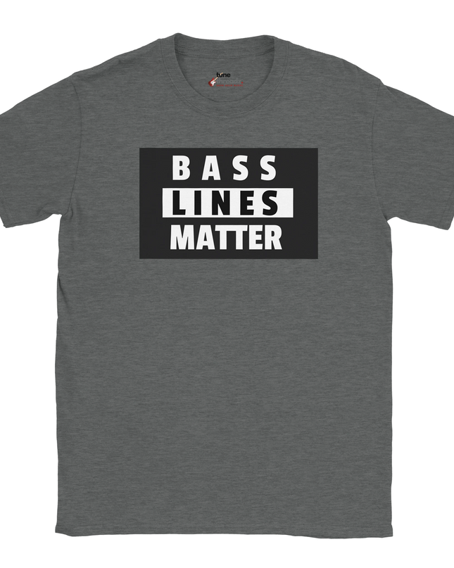Model wearing Bass Lines Matter relaxed-fit unisex tee