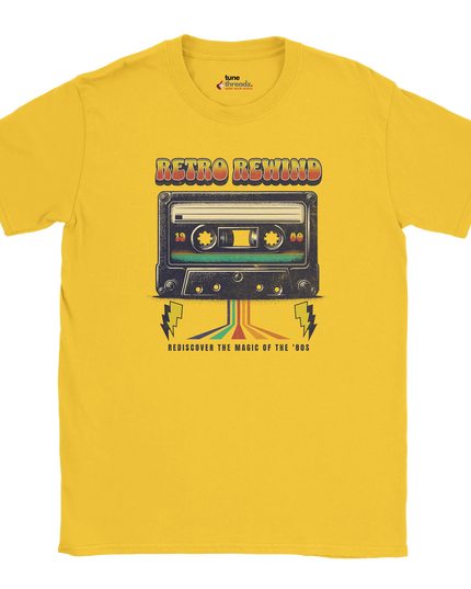 Unisex T‑shirt with Retro Rewind cassette tape graphic