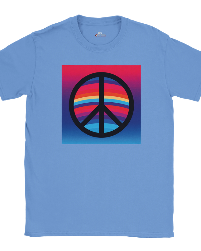 Unisex tee with large retro peace symbol graphic