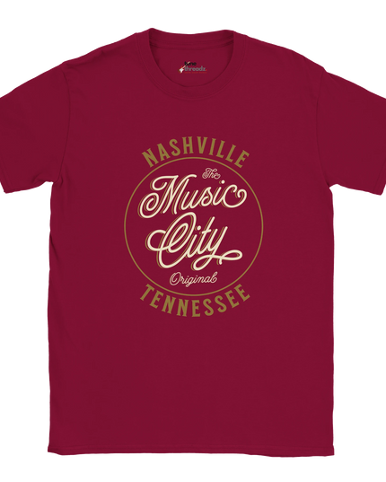 Soft cotton tee featuring Music City USA design and guitar icon