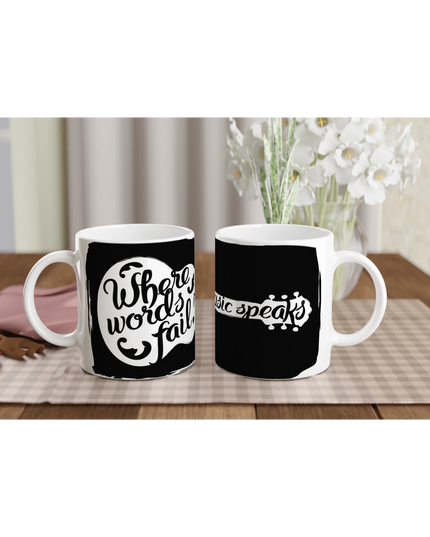 Detail of C-handle and clean typography on music mug