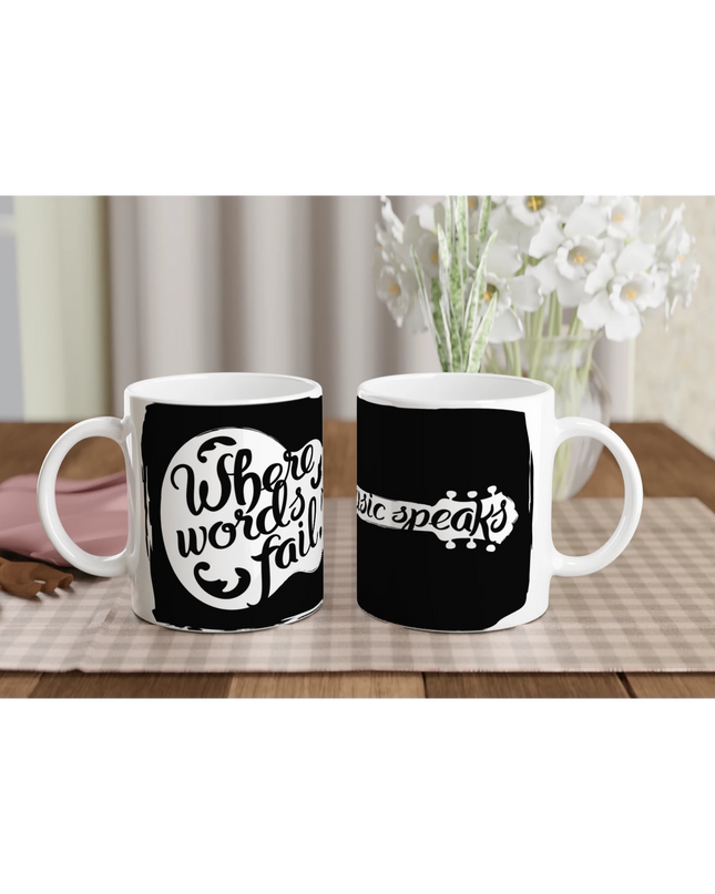 Detail of C-handle and clean typography on music mug
