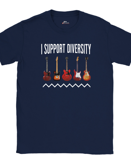 Close‑up of colorful lettering spelling Diversity on shirt