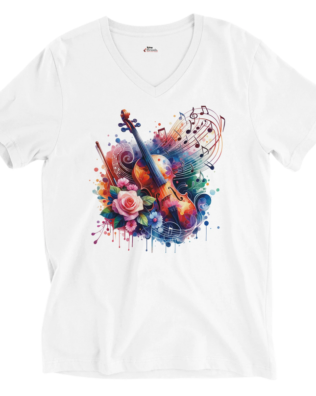 Close-up of Premium Classical typographic design on V‑neck tee