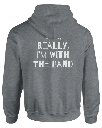 Back view of hoodie showing its relaxed fit and heavy blend fabric texture.
