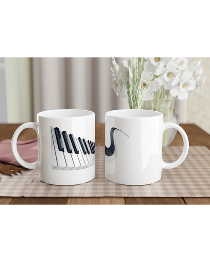 Close-up of piano key artwork on smooth ceramic surface