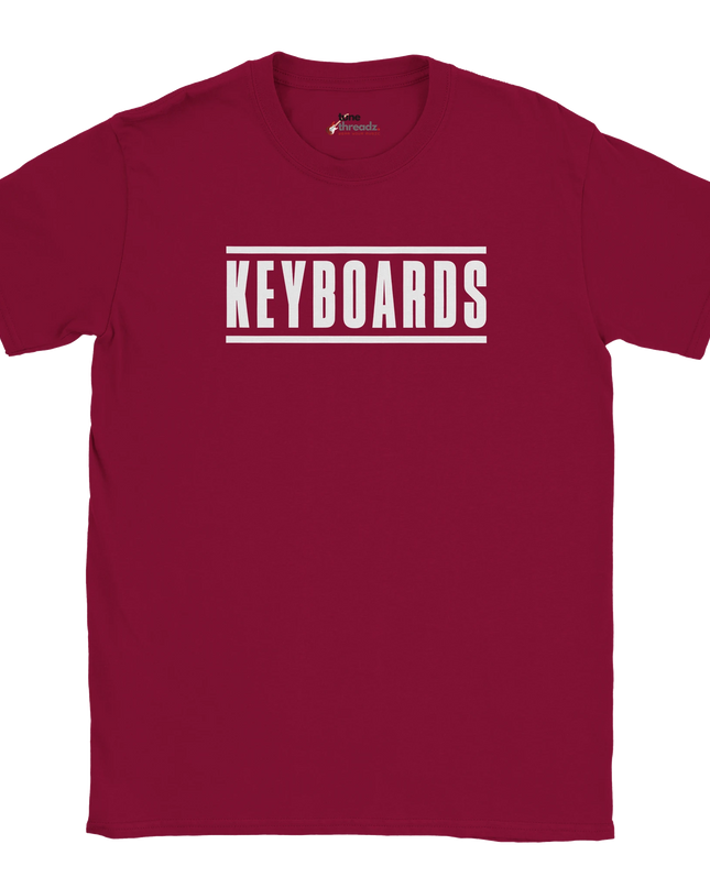 Unisex T‑shirt with ‘Keyboards’ text graphic for music fans