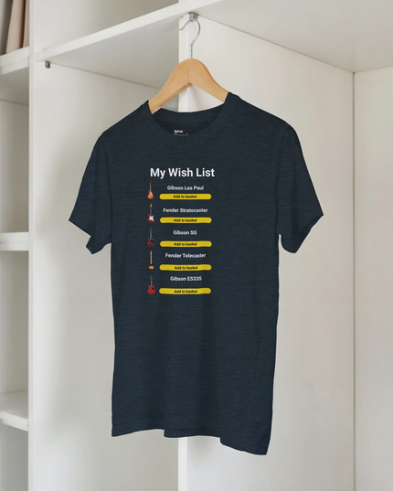 Gift shirt for musicians: My Wish List music-themed design