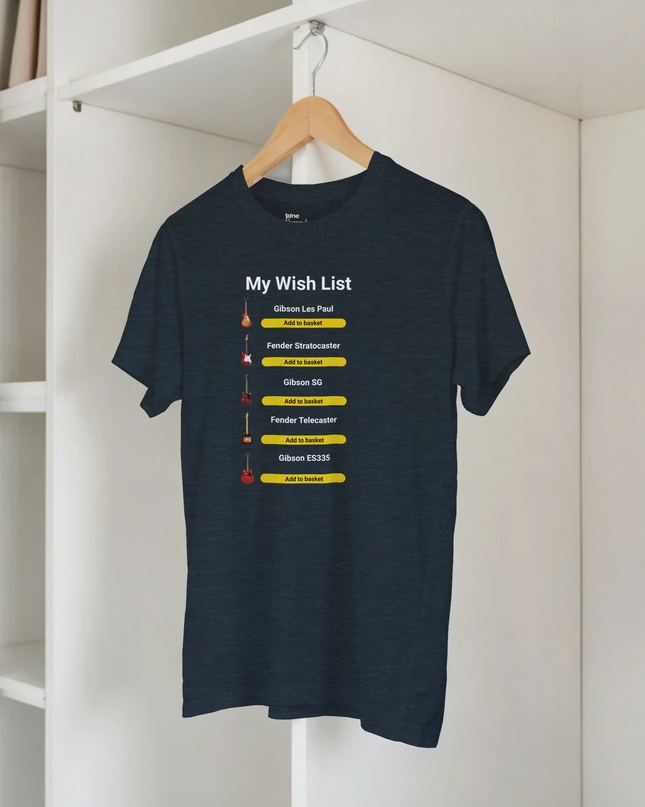 Gift shirt for musicians: My Wish List music-themed design