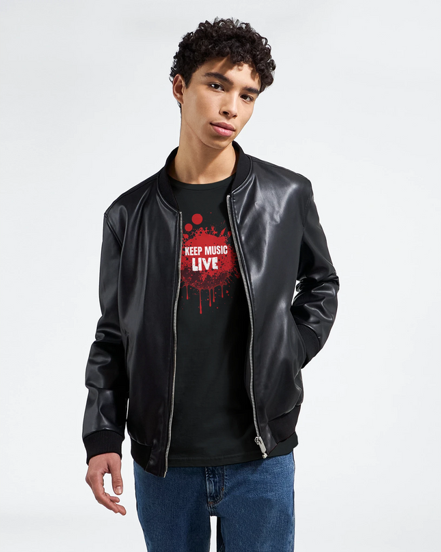 Bold text design on unisex cotton tee for music lovers