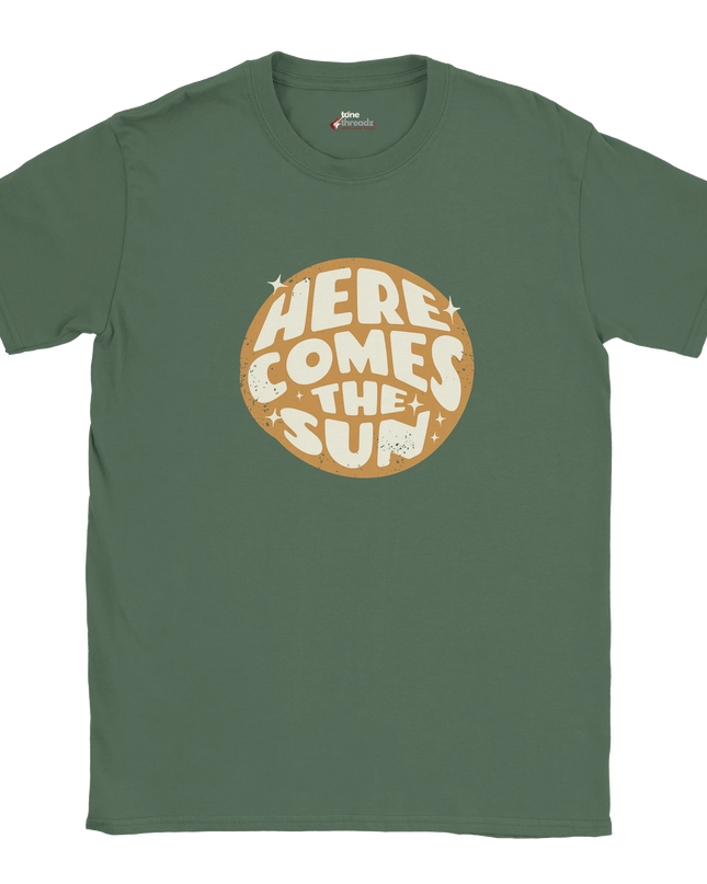 Unisex cotton tee featuring Beatles lyric ‘Here Comes the Sun