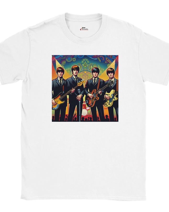 Fab Four tee with Beatles tribute graphic on soft cotton