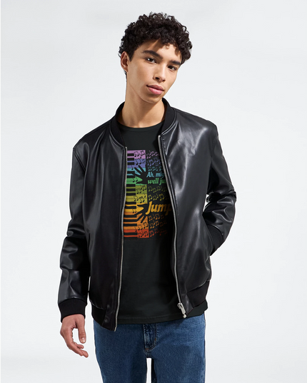 Black lyric tee with bold ‘Jump’ phrase front print
