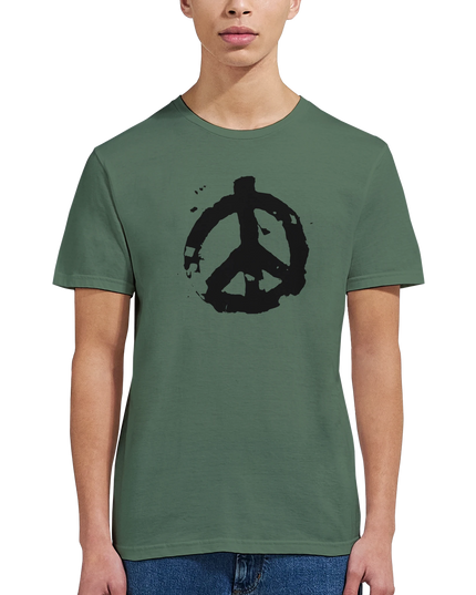 Model wearing Traditional Peace Symbol unisex shirt casually