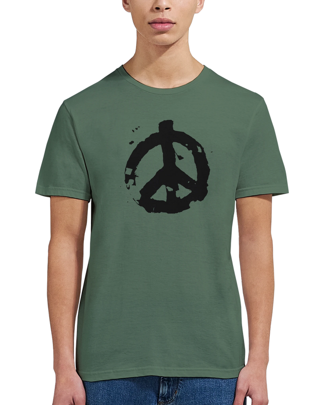 Model wearing Traditional Peace Symbol unisex shirt casually