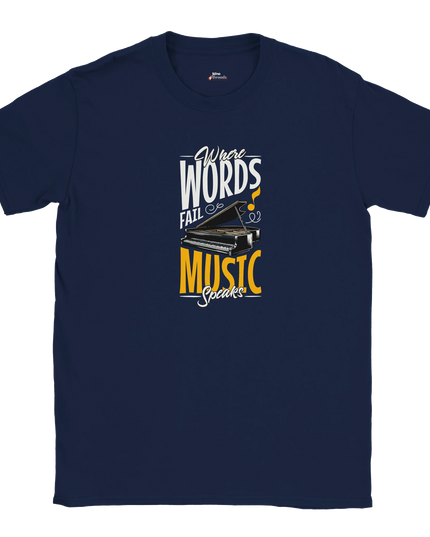Close-up of music waveform or lyric typography on tee