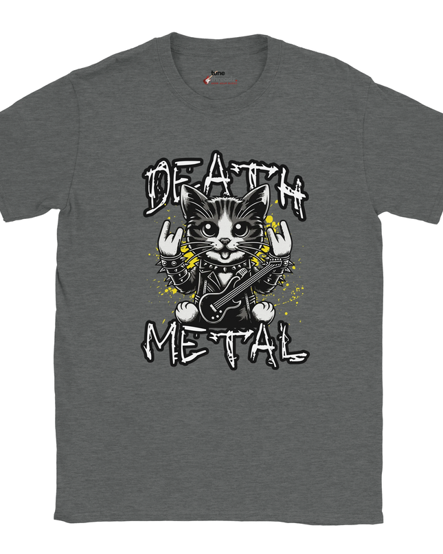 Heavy metal style cat design printed on unisex tee