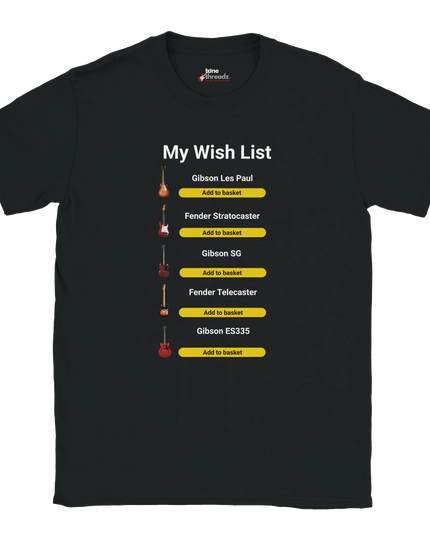 Model wearing relaxed-fit My Wish List music lover T‑shirt