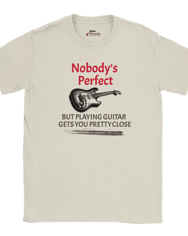 Unisex soft cotton T‑shirt with funnyguitar player slogan

