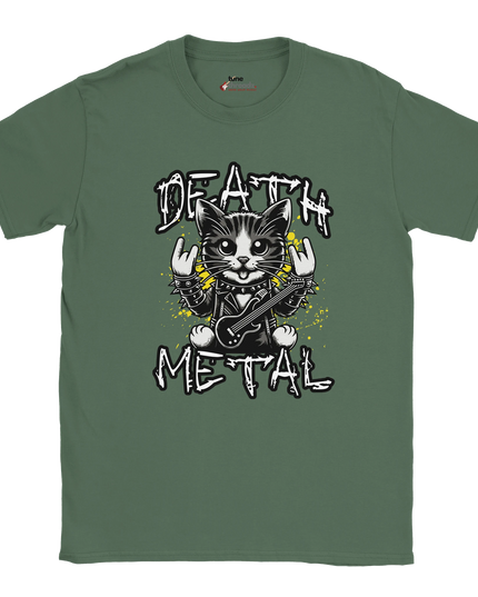 Death Metal Cat unisex T‑shirt with spooky cat graphic