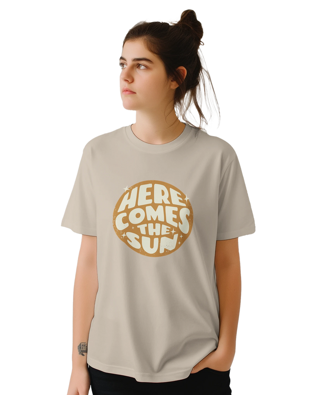 Bright sun-themed lyric shirt for music lovers