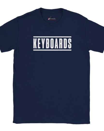 Close-up of Keyboards graphic on music-themed unisex shirt