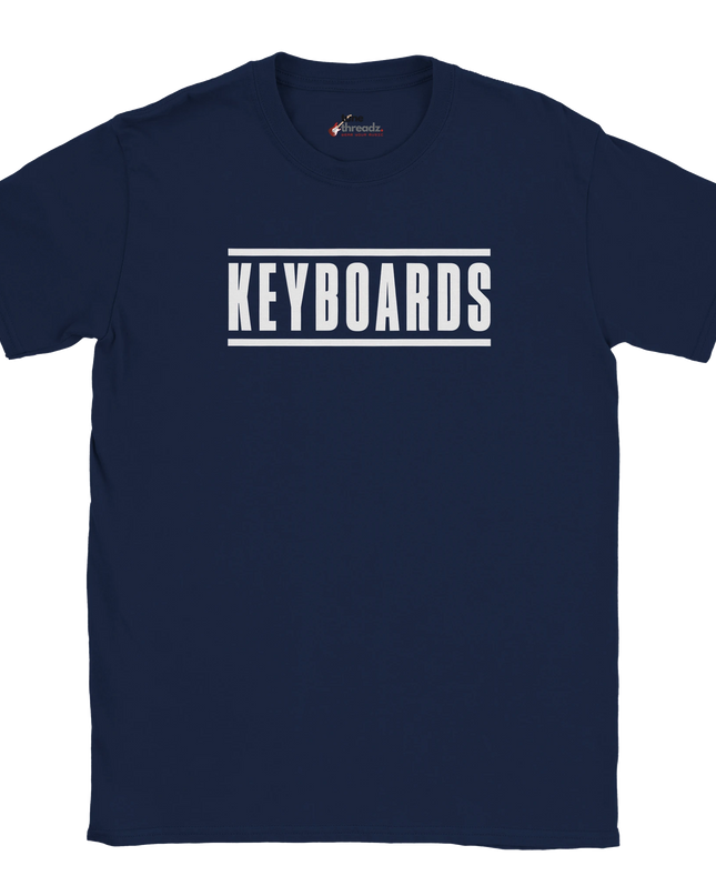 Close-up of Keyboards graphic on music-themed unisex shirt
