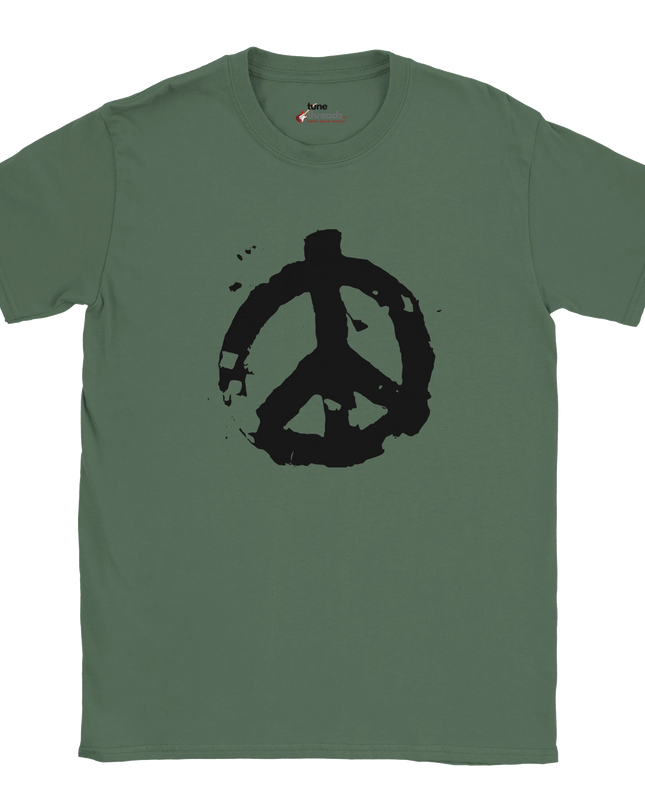 Bold peace sign graphic tee in vintage style unisex cut
