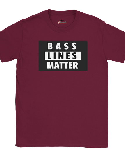 Black cotton tee with ‘Bass Lines Matter’ mantra for bassists