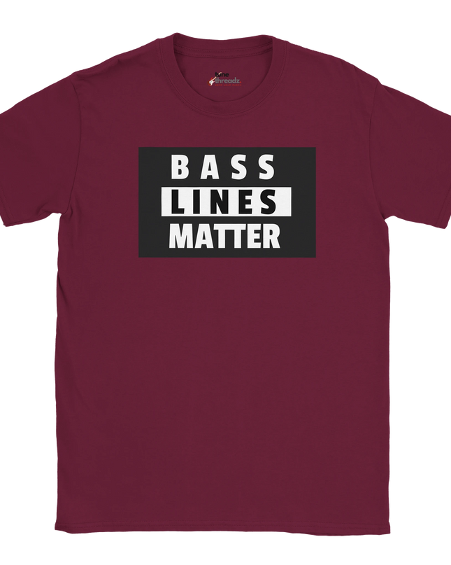 Black cotton tee with ‘Bass Lines Matter’ mantra for bassists