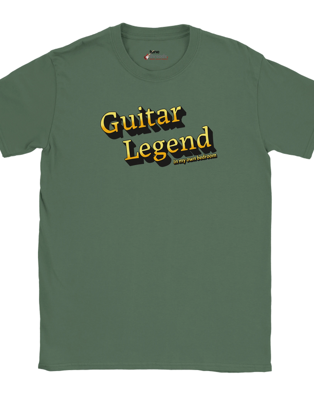Comfortable unisex tee with guitar legend slogan print