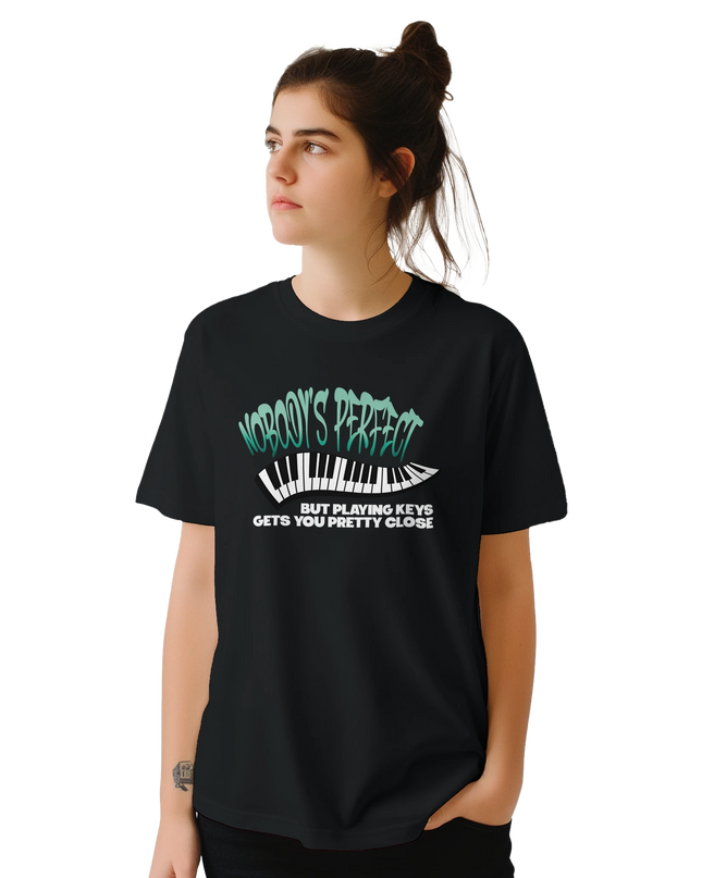 Soft cotton shirt featuring humorous keyboard musician slogan