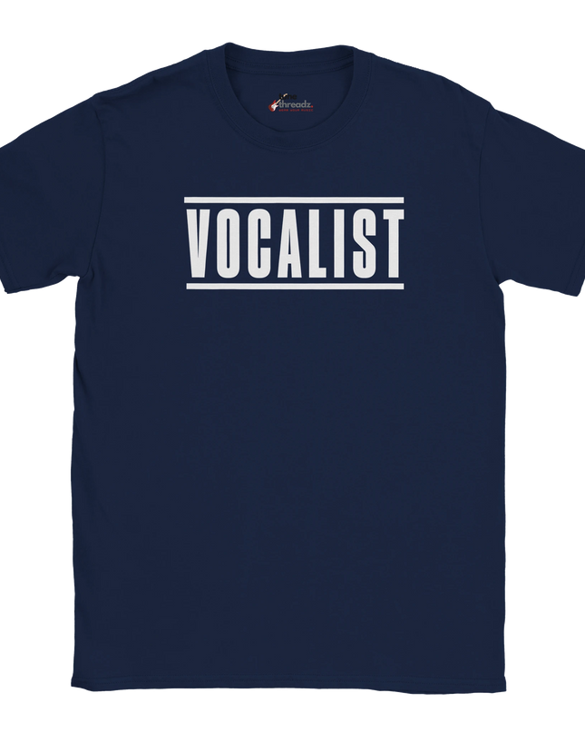 Model in relaxed-fit Vocalist tee for singers