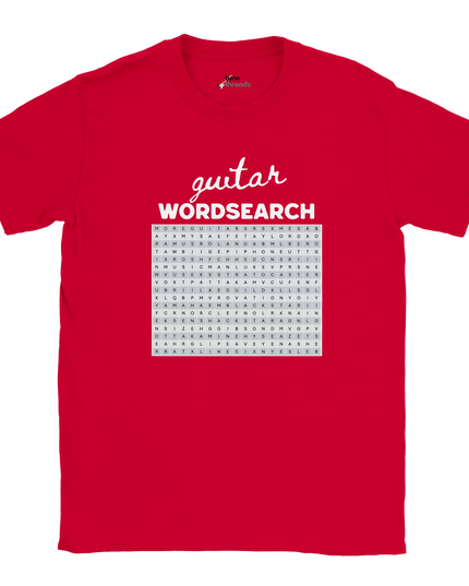 Unisex T‑shirt with music-themed word search graphic print
