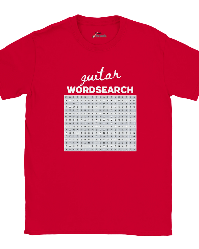 Unisex T‑shirt with music-themed word search graphic print