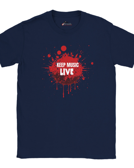 Soft cotton tee featuring live music supporter message