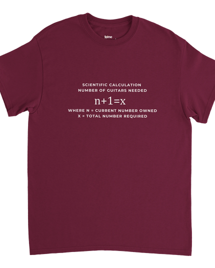 Heavyweight cotton tee featuring scientific-style guitar formula graphic
