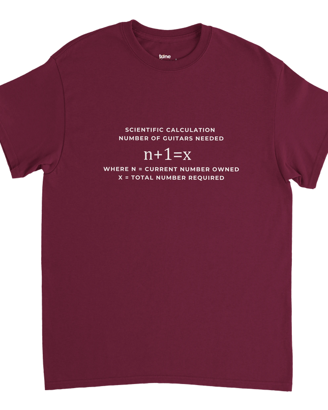 Heavyweight cotton tee featuring scientific-style guitar formula graphic
