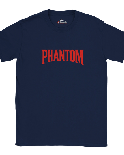 Model wearing Phantom tee styled with black jeans and vinyl record