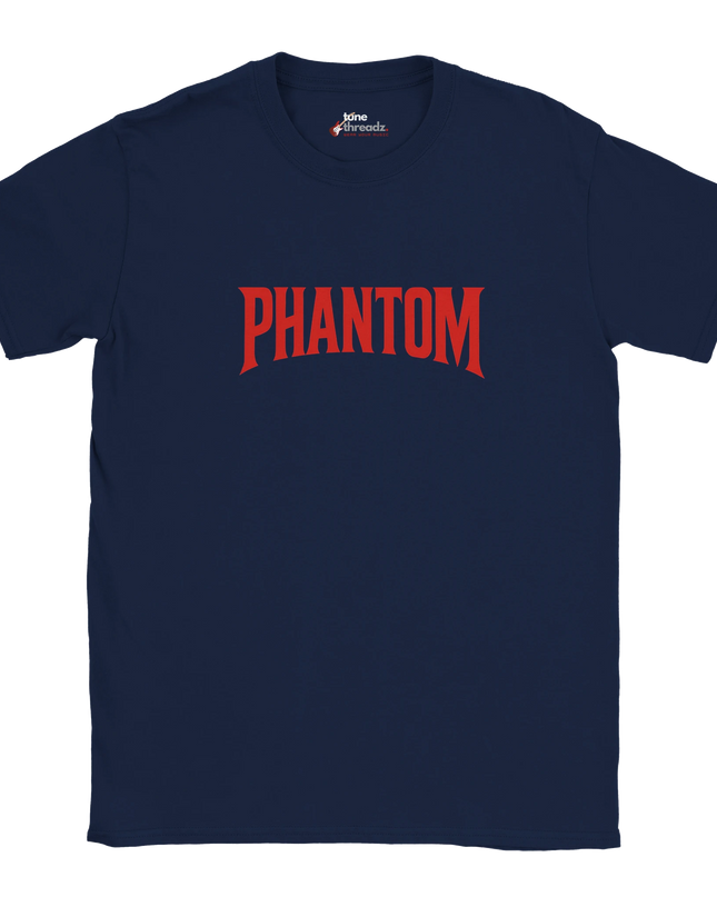 Model wearing Phantom tee styled with black jeans and vinyl record