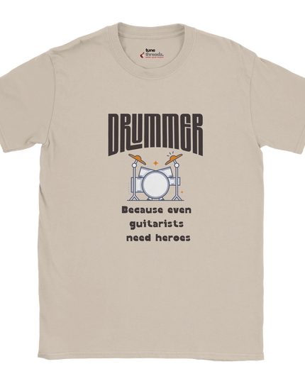 Soft cotton t‑shirt with drummer hero statement print