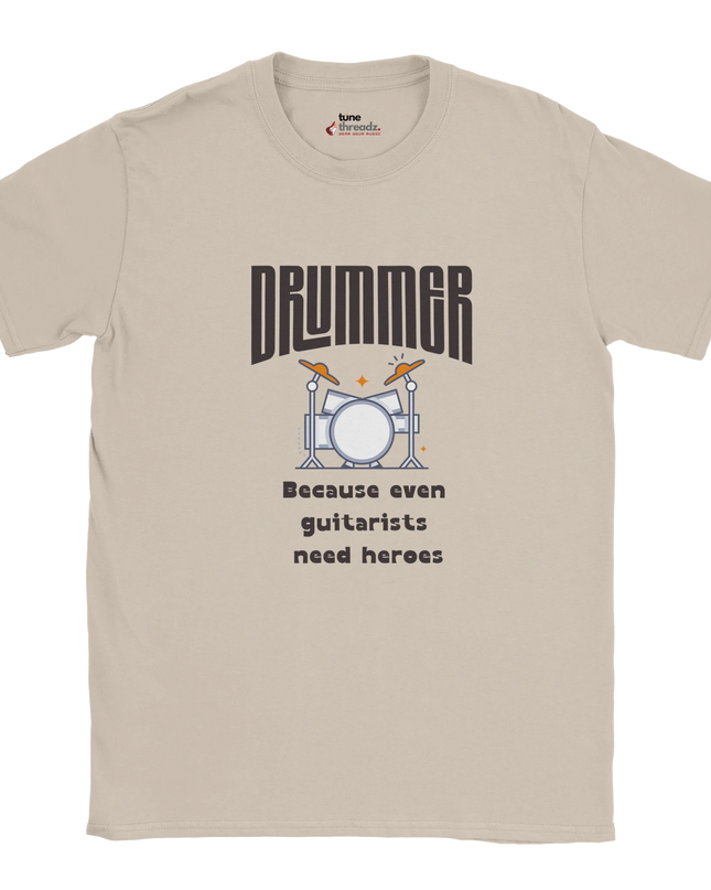 Soft cotton t‑shirt with drummer hero statement print