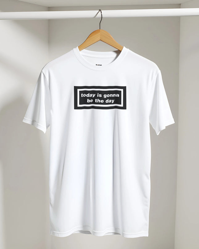 Model wearing relaxed-fit Today Is Gonna Be the Day tee