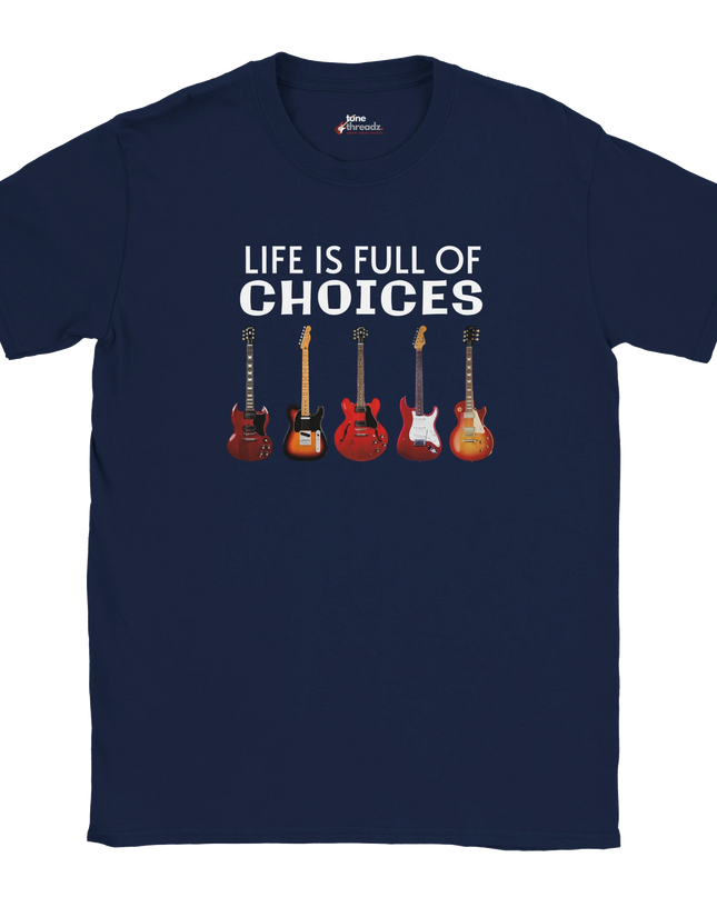 Unisex cotton shirt with multiple guitar design print