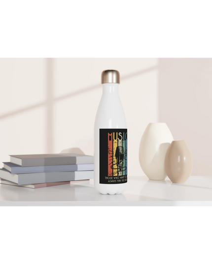 Leak-proof cap on music-themed stainless steel thermal bottle