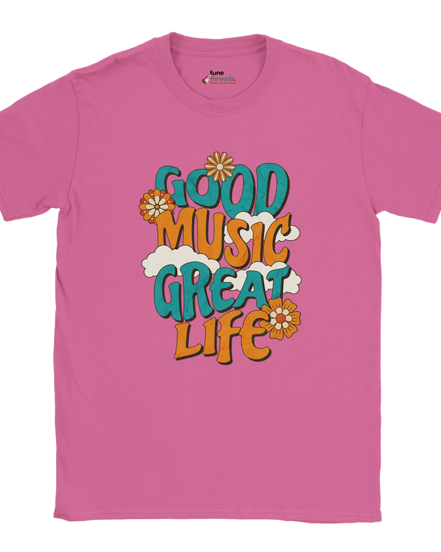 “Comfortable tee printed with inspirational music message