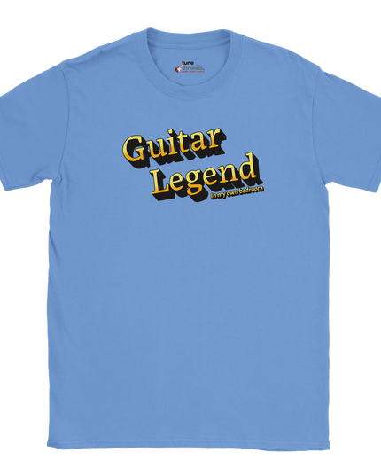 Guitar legend slogan tee on soft cotton unisex shirt