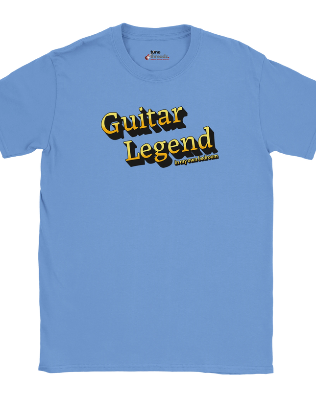 Guitar legend slogan tee on soft cotton unisex shirt